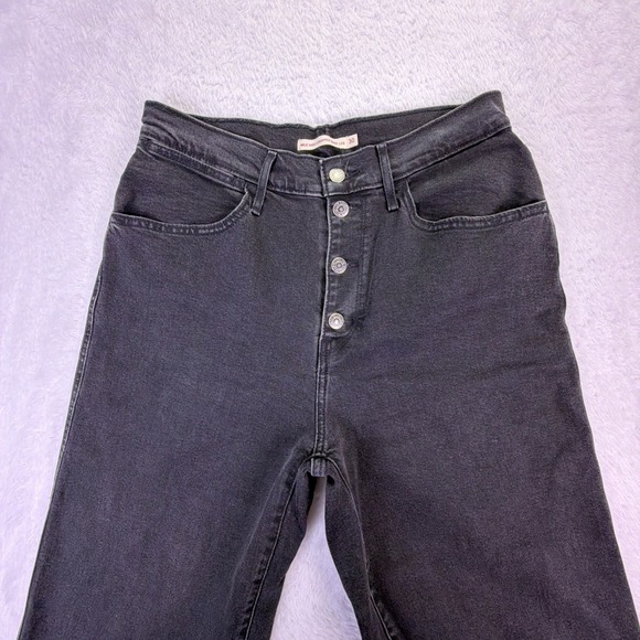 Levi's Jeans Womens 30 Black Mile High Cropped Wide Leg Button Fly High Rise - Picture 2 of 9